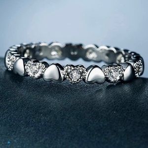 Sterling silver and CZ heart band.